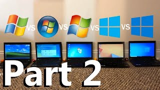 Windows XP vs Vista vs 7 vs 81 vs 10  Speed Test PART 2 [upl. by Ydnas]