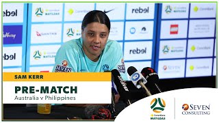 PreMatch Press Conference Sam Kerr  CommBank Matildas v Philippines [upl. by Naimaj993]