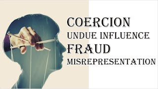 Coercion Undue Influence Fraud Misrepresentation  Indian Contract Act 1872  Law Guru [upl. by Htebazie410]