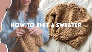 How To Knit a Chunky Sweater  Beginner Friendly Step by Step DIY Tutorial [upl. by Raynold]