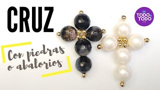 👉Cómo hacer una CRUZ con piedras o abalorios ✝How to make beaded CROSS [upl. by Renraw875]