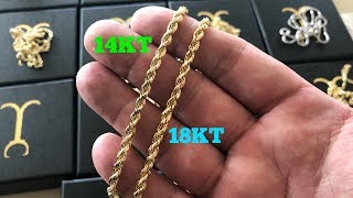 18kt vs 14kt ROPE CHAINS [upl. by Nomyaw]