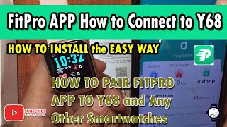 FitPro app How to Install and Connect Y68 Smartwatch to Android Smartphone [upl. by Blandina708]