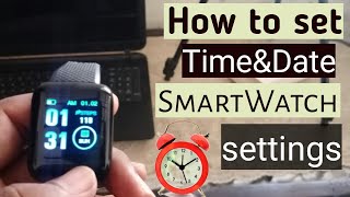 HOW TO SET THE TIME AND DATE ON SMART WATCH⏰  HOW TO CONNECT SMART WATCH WITH MOBILE [upl. by Ducan]