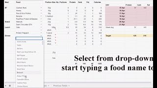 Calorie Counting in a Spreadsheet  Tutorial [upl. by Arlen]