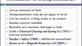 Misrepresentation Lecture 1 of 4 [upl. by Adaj]