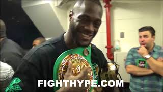 DEONTAY WILDER MOMENTS AFTER KNOCKING OUT STIVERNE ALL SMILES HEADING TO LOCKER ROOM [upl. by Anawyt]