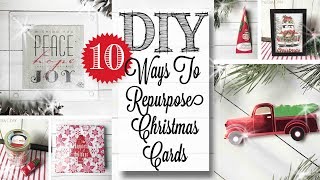 DIY Repurposed Christmas Cards  10 PROJECTS [upl. by Ewan144]