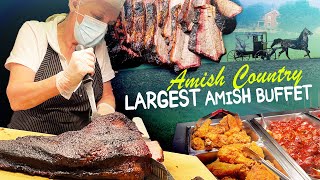 Trying LARGEST AMISH BUFFET  Amish Country FOOD TOUR in Lancaster Pennsylvania [upl. by Soma174]