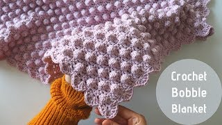 Crochet Bobble Stitch Blanket  Beginner Friendly Tutorial [upl. by Eelano369]